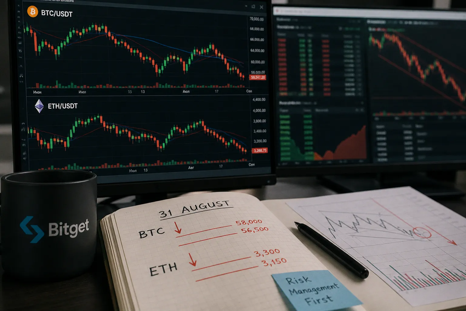 Технический анализ BTC и ETH: медвежьи сигналы и торговые уровни на 31 августа